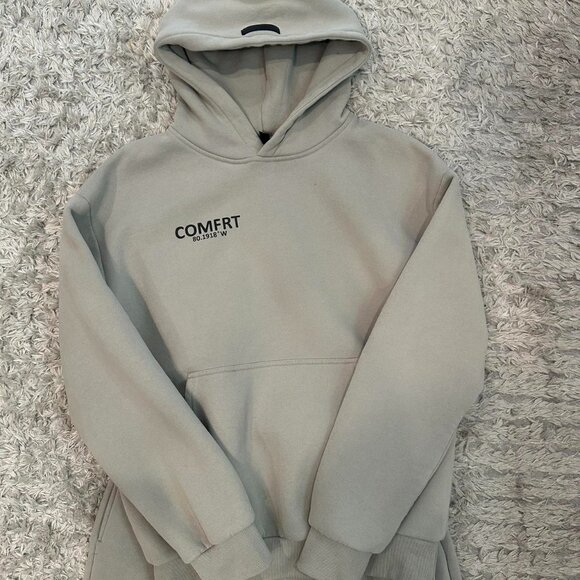 Women's Grey and Cream Hoodie